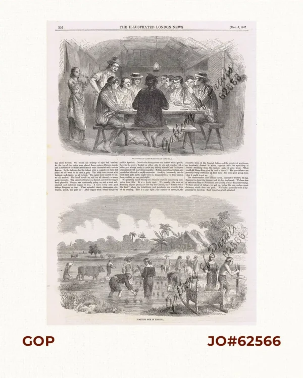 1. Panguingui (Card-playing) in Manilla; 2. Planting Rice in Manilla.