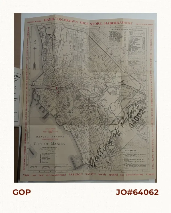 Manila Harbor Complimentary Map of the City of Manila.