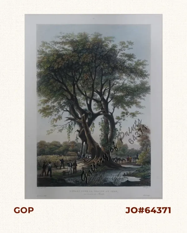 Depart pour la chasse au cerf, aux environs de Manille. [Departure for a deer hunt on the outskirts of Manila]