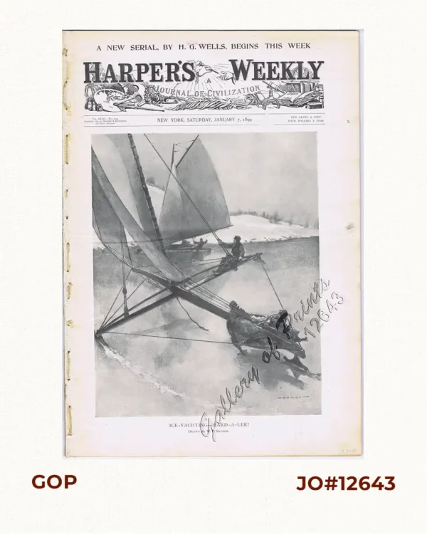 Harper's Weekly - A Journal of Civilization with frontispiece: Ice-Yachting-Hard-A-Lee! Drawn by W. P. Snyder.