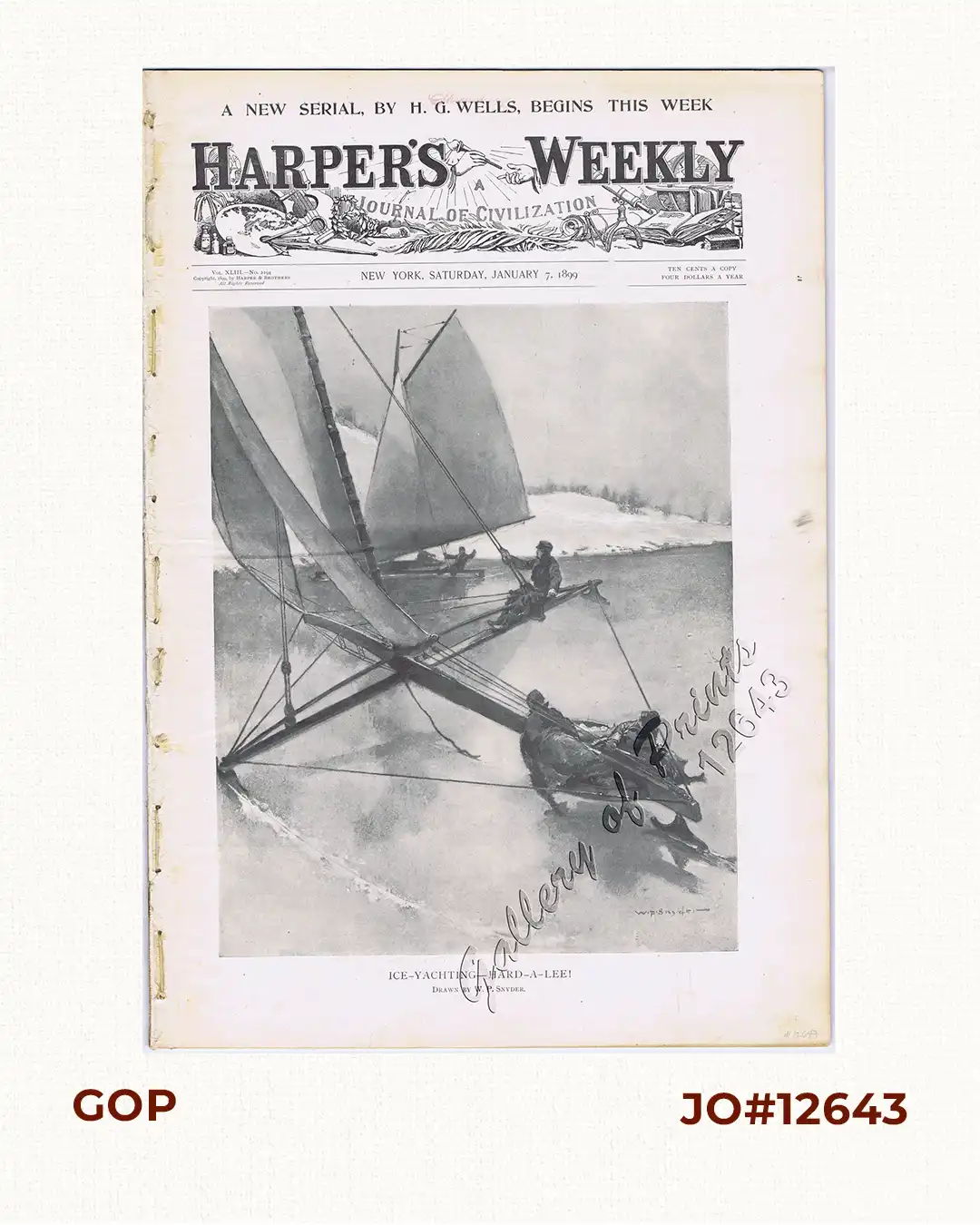 Harper's Weekly - A Journal of Civilization with frontispiece: Ice-Yachting-Hard-A-Lee! Drawn by W. P. Snyder.
