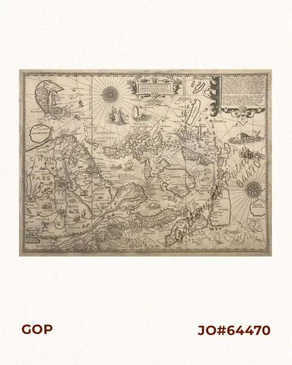 Exacta & accurata delineatio cum orarum maritimarum tum etjam locorum terrestrium quae in Regionibus China, Cauchinchina, Camboja sive Champa, Syao, Malacca, Arracan & Pegu…  Waarachtige uitworpinghe ofte afbeeldinge van alle die custen ende landen van China, …  [Accurate & Detailed Drawing with Borders Maritime and even Terrestrial Places Located in the Regions of China….]