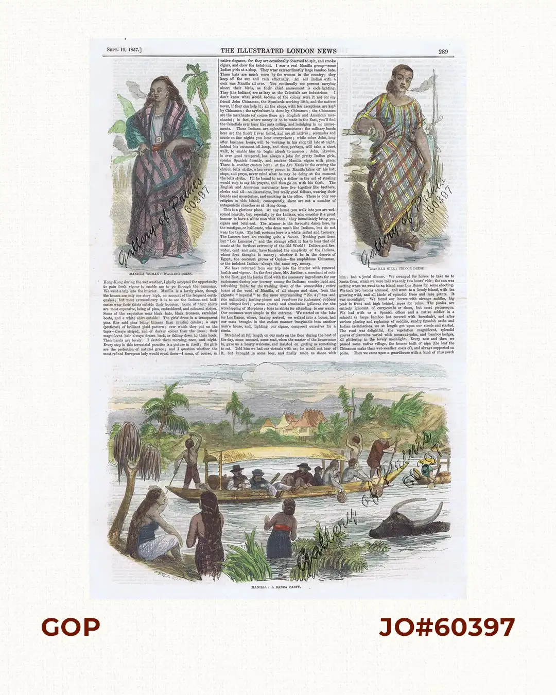 1. Manilla Woman: Walking Dress. 2. Manilla Girl: Indoor Dress. 3. Manilla: A Banca Party.