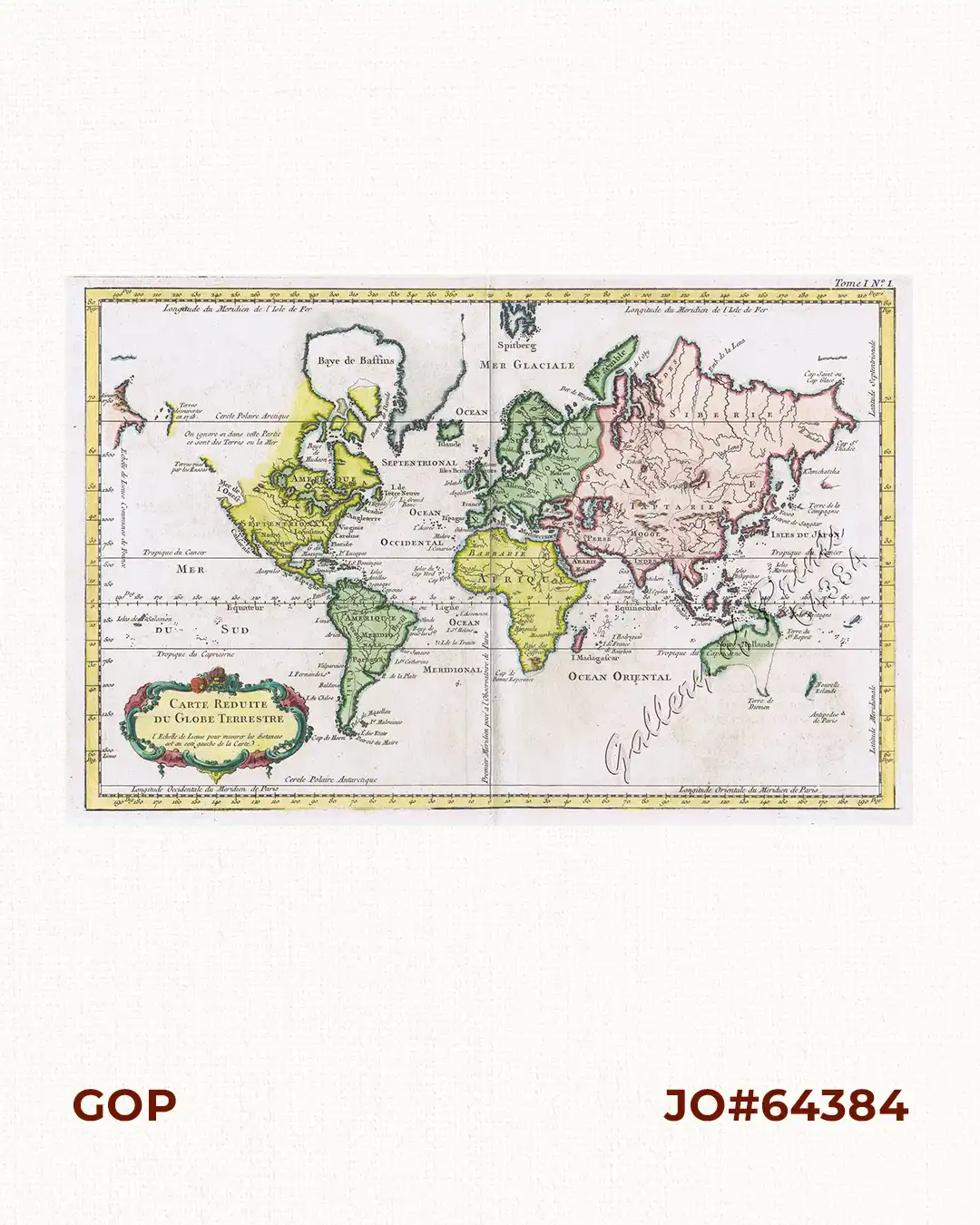 Carte Reduite du Globe Terrestre