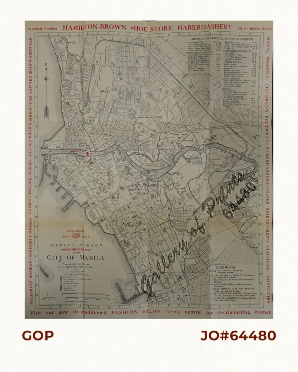 Manila Harbor Complimentary Map of the City of Manila.  [verso] Philippine Islands [with index]