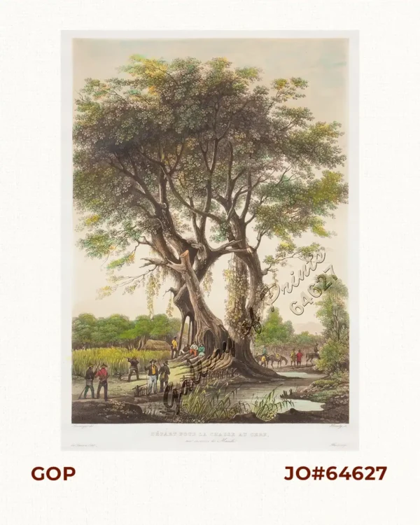 Depart pour la chasse au cerf, aux environs de Manille. [Departure for a deer hunt on the outskirts of Manila]