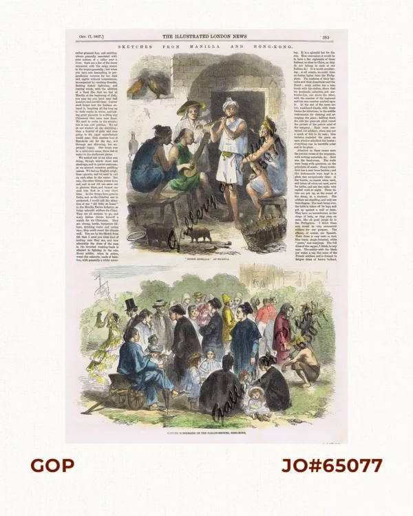 Sketches from Manilla and Hong-Kong. 1. "Soiree Musicale" at Manilla. 2. Chinese Nursemaid on the Parade- Ground, Hongkong.