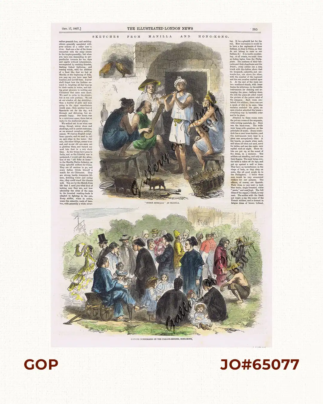 Sketches from Manilla and Hong-Kong. 1. "Soiree Musicale" at Manilla. 2. Chinese Nursemaid on the Parade- Ground, Hongkong.