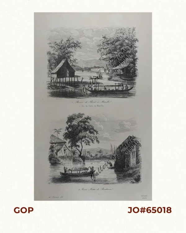 1. Riviere de Passit a Manille [Pasig River in Manila]. 2. Casa Matta de Pandacon [Nipa House at Pandacan].