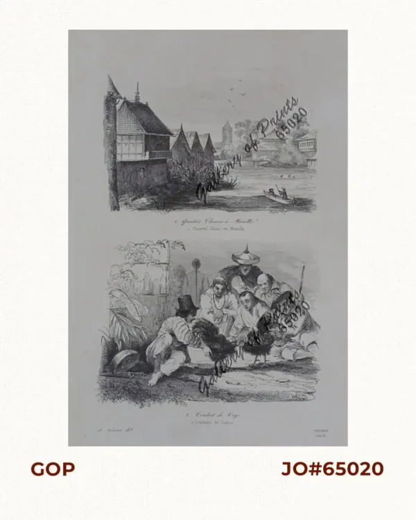 1. Quartier Chinois a Manille - Cuartel Chino en Manila. [Chinese Quarters in Manila]. 2. Combat de Coqs - Combate de Gallos [Cockfights].