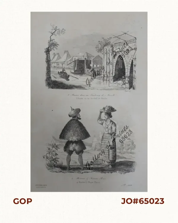 3. Ruines dans au Faubourg de Manille / Ruinas en un Arrabal de Manilla [Ruins in a suburb of Manila]. 4. Homme & Femme Ilocos / Hombre y Mujer Flocos [Ilocos] [Ilocos man & woman]