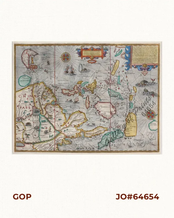 Exacta & accurata delineatio cum orarum maritimarum tum etjam locorum terrestrium quae in Regionibus China, Cauchinchina, Camboja sive Champa, Syao, Malacca, Arracan & Pegu… Waarachtige uitworpinghe ofte afbeeldinge van alle die custen ende landen van China, … [Accurate & Detailed Drawing with Borders Maritime and even Terrestrial Places Located in the Regions of China….]