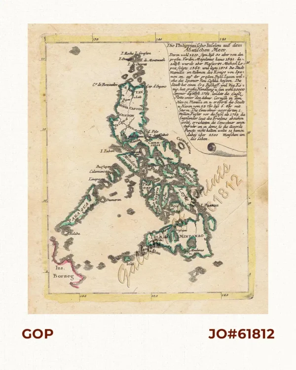 Die Philippinischen Inselen auf dem Asiatischen Meer [inset text: short history of the Philippines incl. British Invasion]