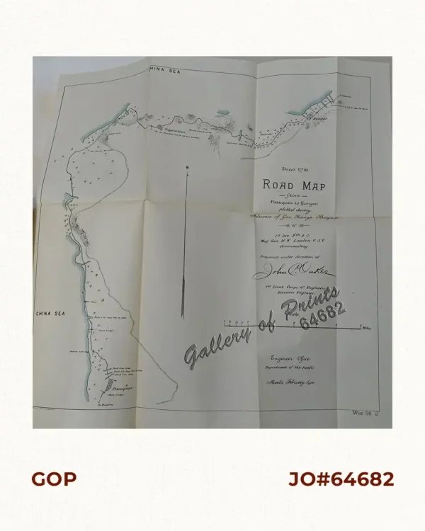 Sheet No. 10.  Road Map from Pasuquin to Bangui plotted during Advance of Gen. Young's Brigade of 1st Div. 8th A. C. Maj. Gen. H. W. Lawton U. S. V. Commanding.  Prepared under direction of John C. Oakes. 1st Lieut Corps of Engineers Division Engineer.