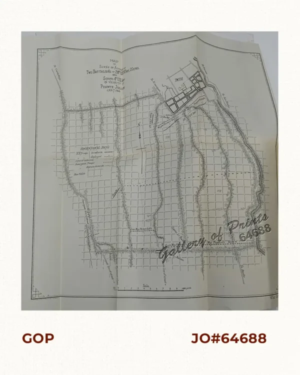 Map of Scene of Action of Two Battalions of 28th U.S.V. Inf., 2Guns, and Scouts 4th U.S. Inf. in Vicinity of Puente Julian  Jan. 7, 1900