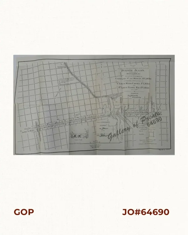 Map of Insurgent Entrenchments in Vicinity of Puente Julian. 1.2 miles south of Imus. Luzon, P.I. Scene of Engagement of Company C and Scouts, 4th U.S. Inf. commanded, respectively by 1st Lieut. Ward Cheney, 4th U.S. Inf. and 2nd Lieut. Henry Way, 4th U.S. Inf. Jan. 7, 1900