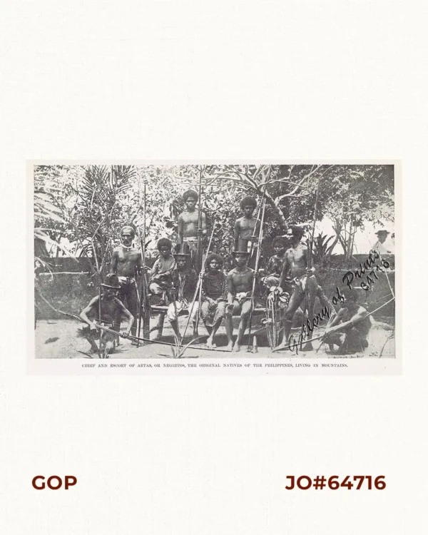 Chief and Escort of Aetas, or Negritos, The Original Natives of the Philippines, Living in Mountains.
