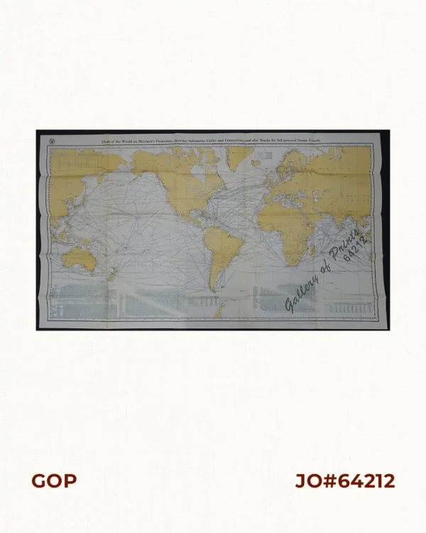 Chart of the World on Mercator's Projection, showing Submarine Cables and Connections, and also Tracks for full-powered Steam Vessels.