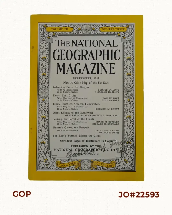 The National Geographic Magazine September, 1952, vol. CII, No.3 New 10-Color Map of the Far East