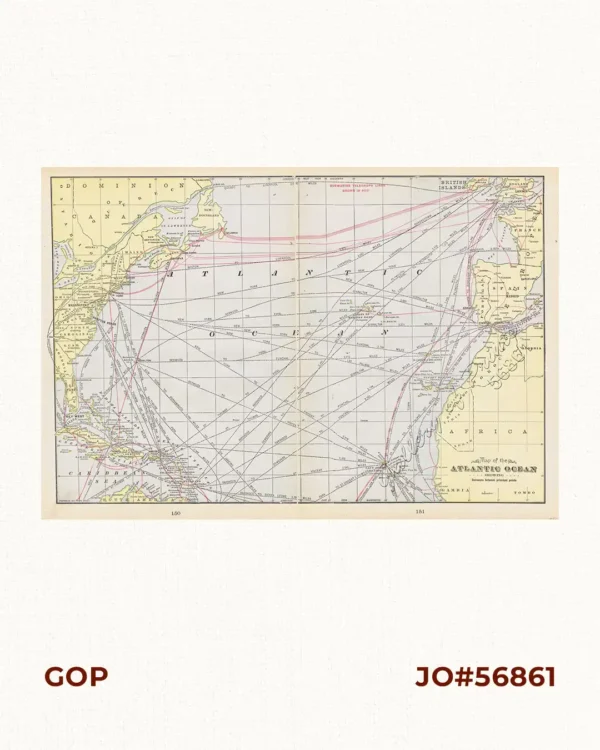 Map of the Atlantic Ocean Showing Distances between principal points.