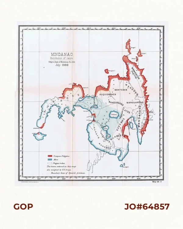 Mindanao.  Distribution of races  Hdqrts Dept of Mindanao & Jolo - July 1900