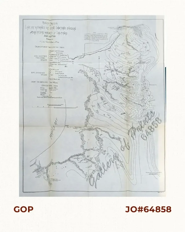 Route Sketch of Line of Advance of Gen.'l Lawton's Division from San Pedro Macati to Las Pinas June 10th and 11th 1899 Drawn by 1st Lieut. Guy H.B.Smith 4th Inf.