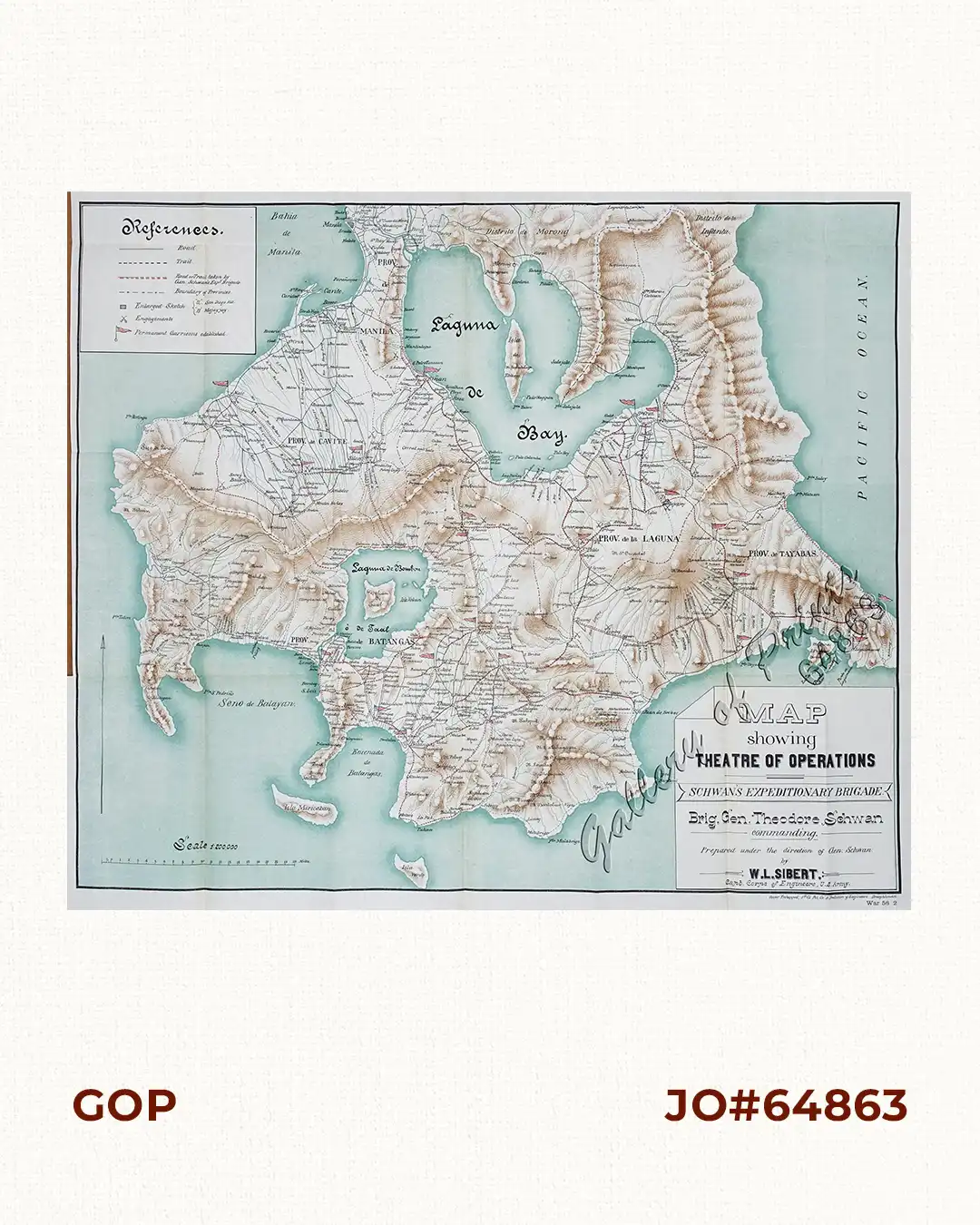 Map showing Theatre of Operations Schwan's Expeditionary Brigade Brig. Gen. Theodore Schwan commanding. Prepared under the direction of Gen. Schwan by W. L. Sibert, Capt. Corps of Engineers, U.S. Army.