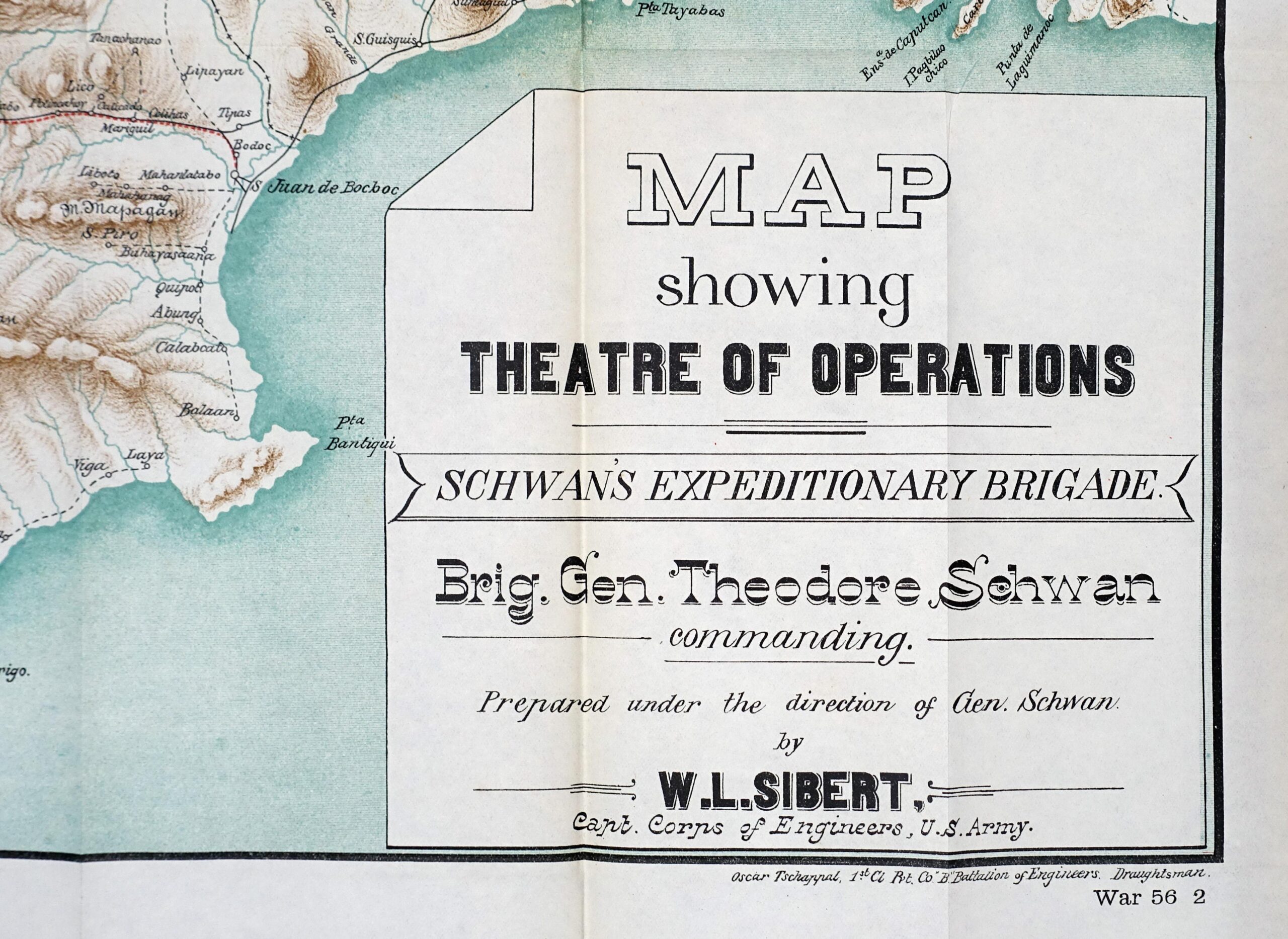 Map showing Theatre of Operations Schwan's Expeditionary Brigade Brig. Gen. Theodore Schwan commanding. Prepared under the direction of Gen. Schwan by W. L. Sibert, Capt. Corps of Engineers, U.S. Army. - Image 2
