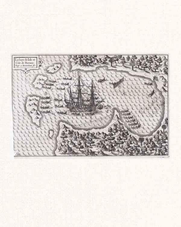 La baye de Isle et Cite de Borneo [The Bay and City of Borneo island]