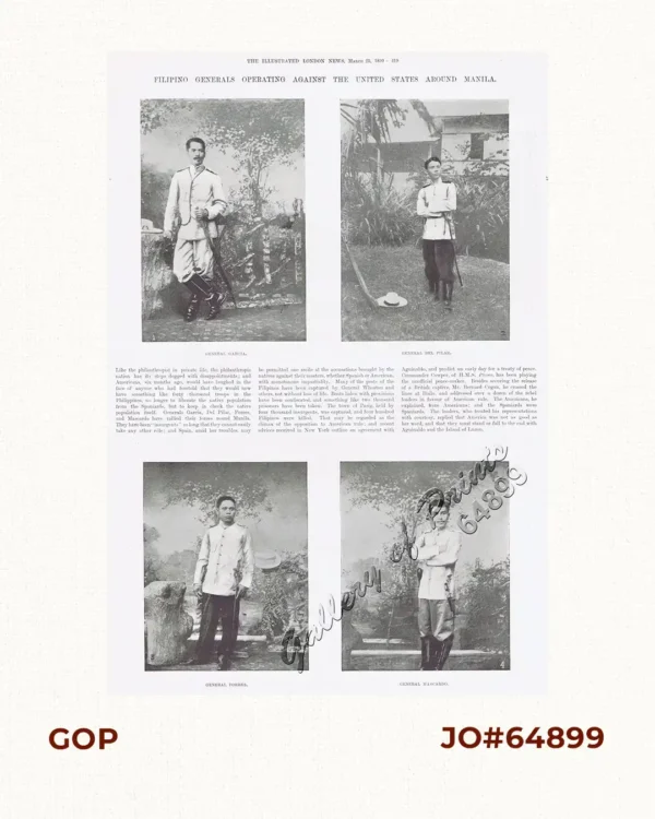 Filipino Generals Operating Against the United States Around Manila.  1. General Garcia.  2. General del Pilar.  3. General Forres.  4. General Mascardo.