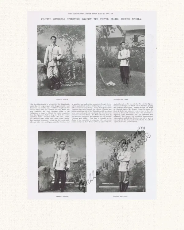 Filipino Generals Operating Against the United States Around Manila.  1. General Garcia.  2. General del Pilar.  3. General Forres.  4. General Mascardo.