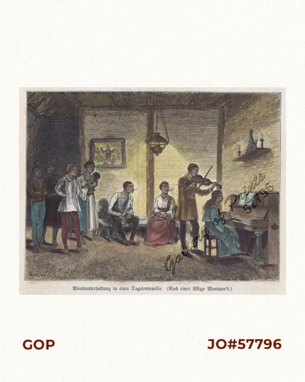 Abendunterhaltung in einer Tagalenfamilie. [Evening Entertainment of a Tagalog Family]