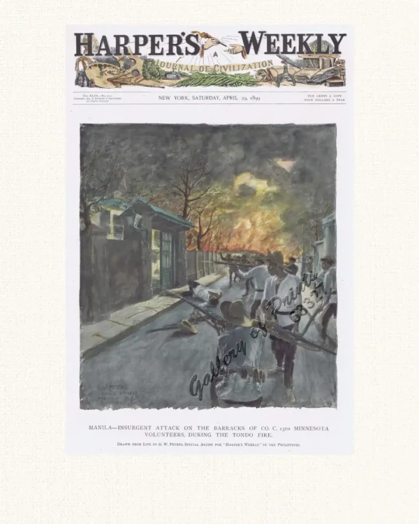 Manila - Insurgent Attack on the Barracks of Co.C, 13th Minnesota Volunteers, during the Tondo fire.