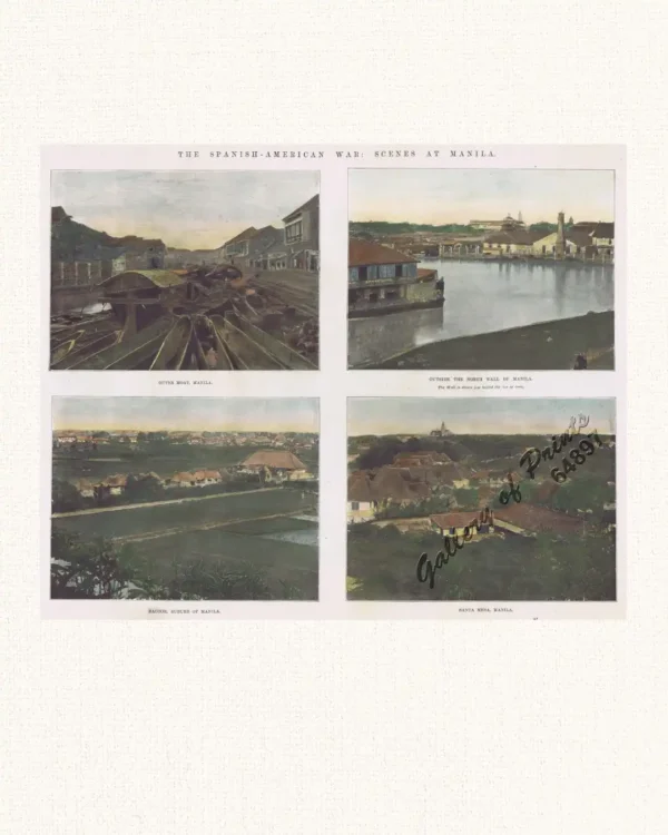 The Spanish-American War: Scenes at Manila.  1. Outer Moat, Manila.  2. Outside the North Wall of Manila…  3. Bacoor, suburb of Manila.  4. Santa Mesa, Manila.