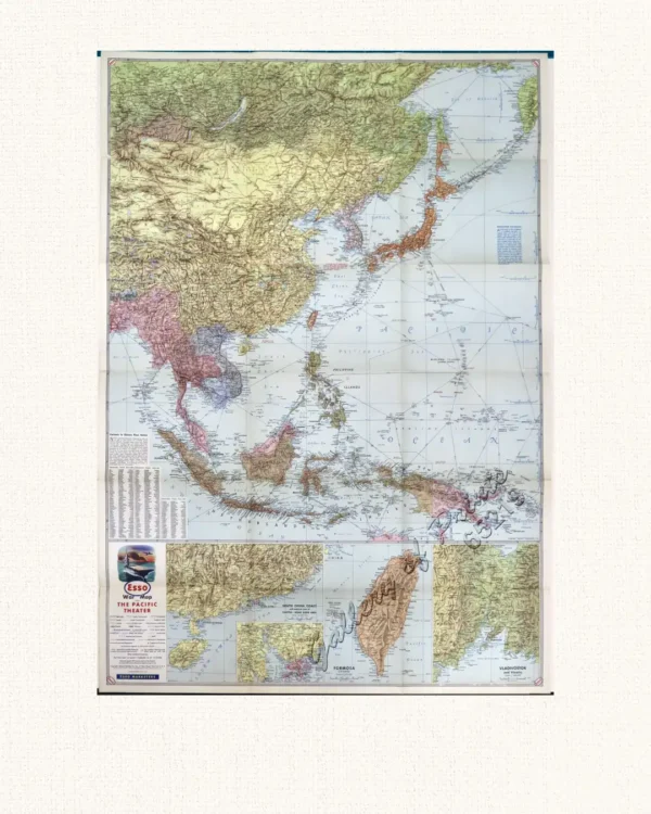 Esso War Map III featuring the Pacific Theater Esso Marketers A third War Map edited, drafted, and printed by the makers of the peace-time Esso Road Maps