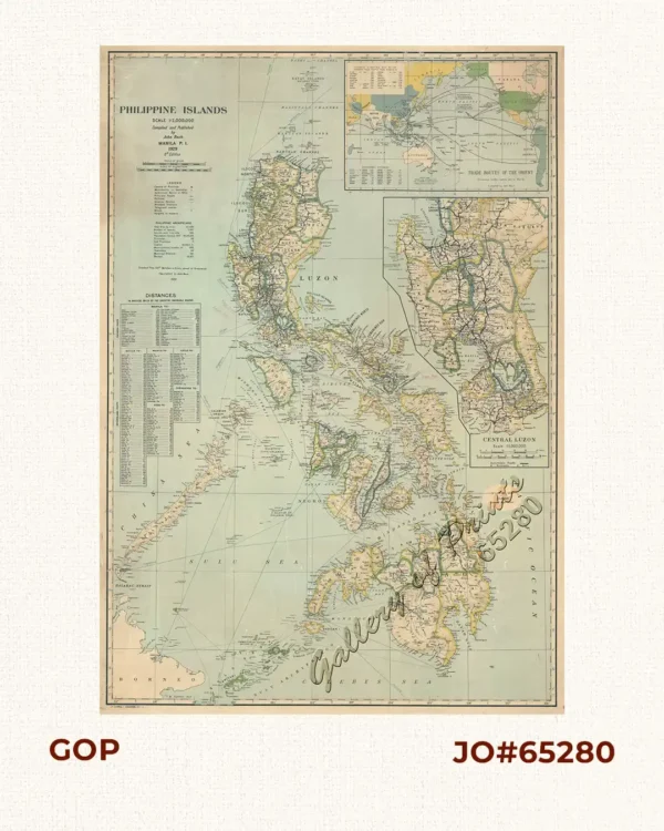 Philippine Islands [insets:] [1] Trade Routes of the Orient. [2] Central Luzon